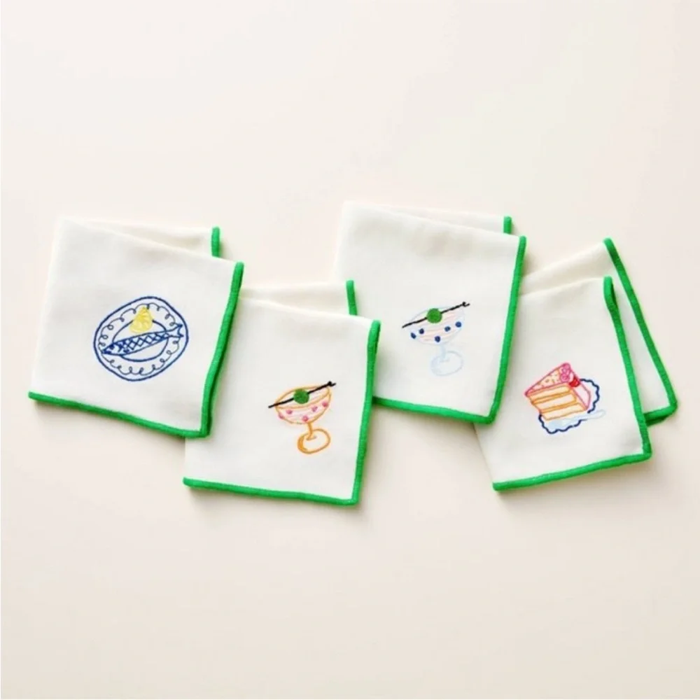 kate spade x Target Cloth Napkins Embroidered 4 pack set NWT
